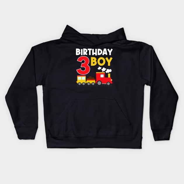 I'm 3 Birthday Boy 3rd Bday Train Car Fire Truck Kids Hoodie by OHC t-shirt